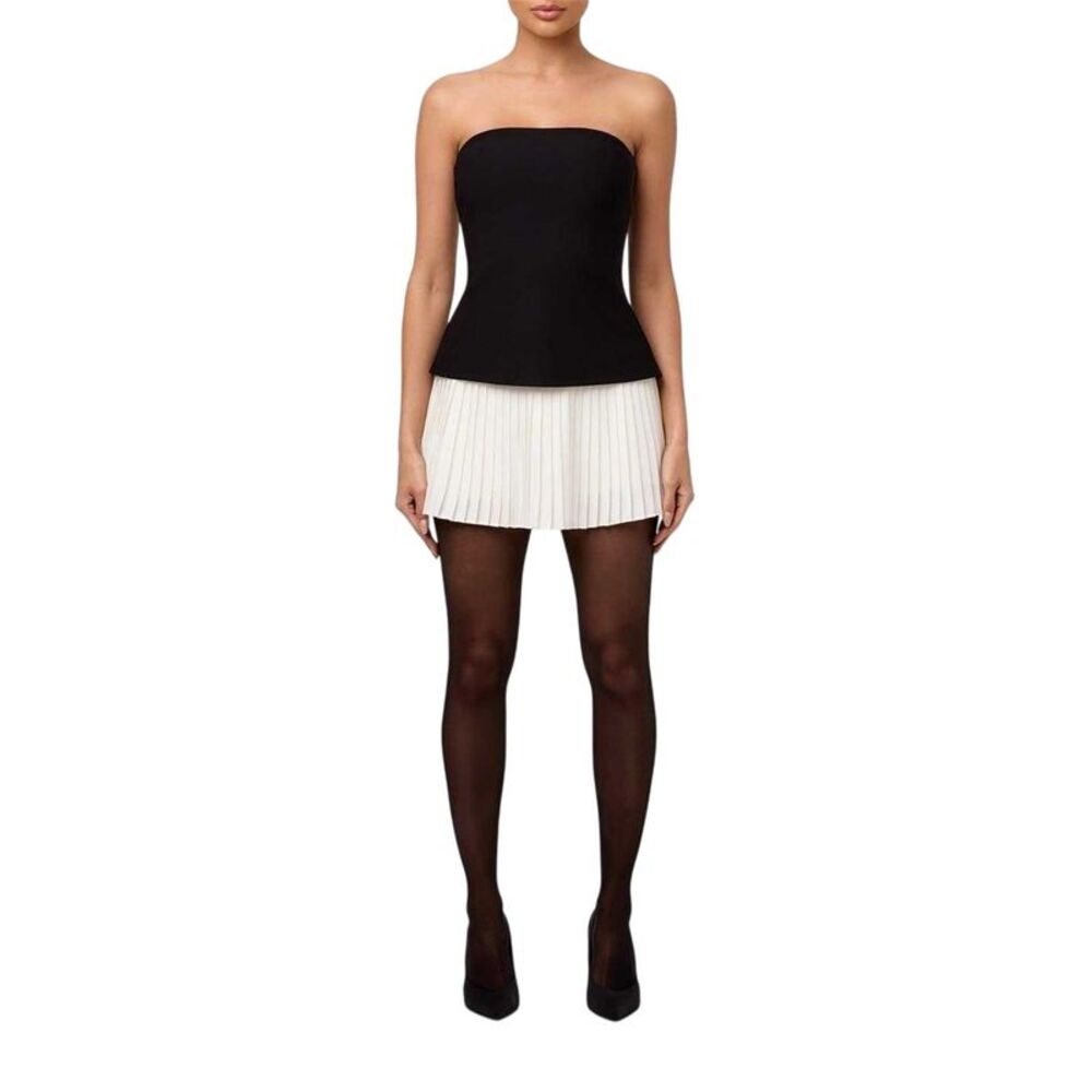 Ward Womens/Ladies Contrast Pleated Mini Dress / Black